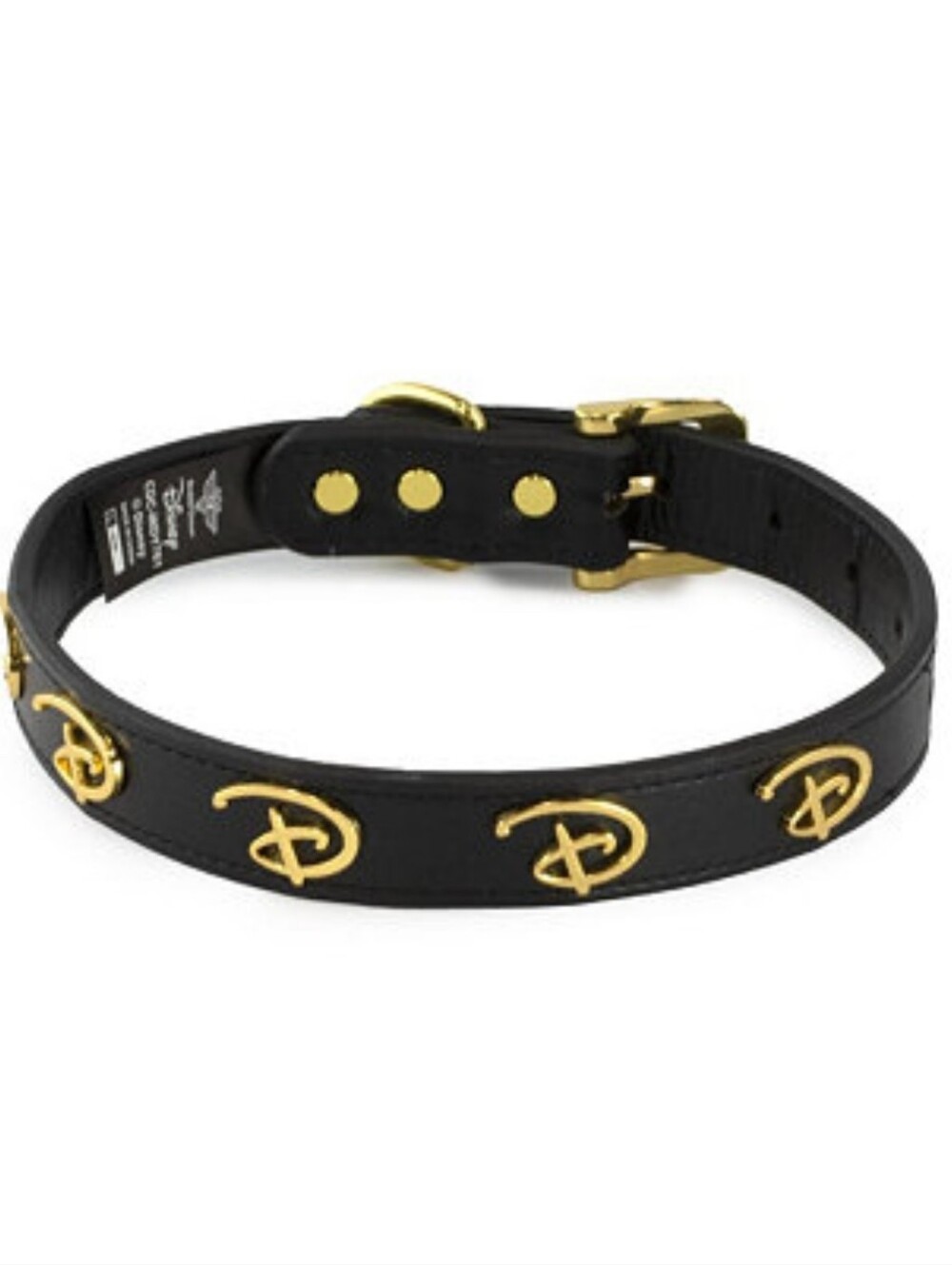 Disney Black Leather Collar with Gold 'D' Accents